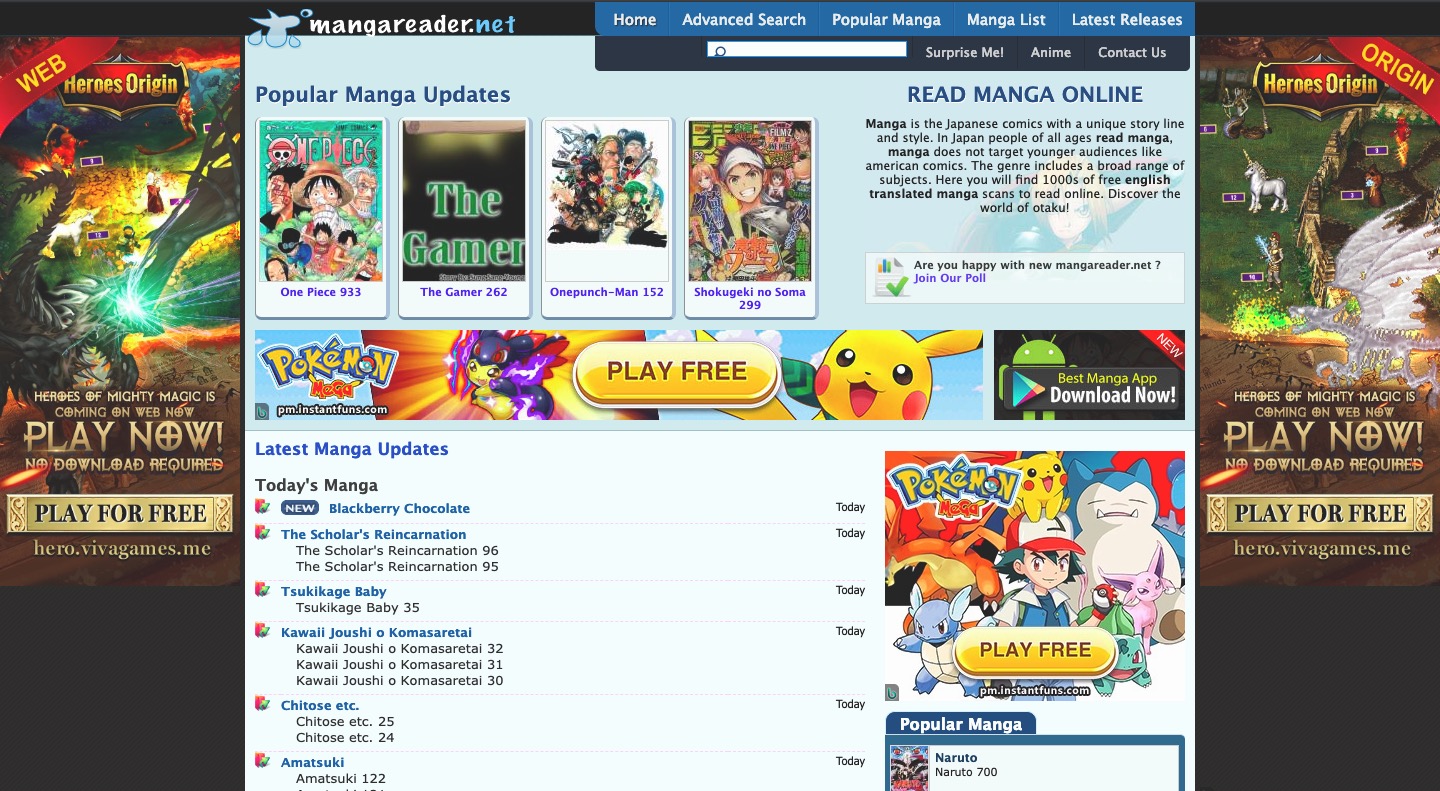 Mangaupdates. MANGAREADER. Манга Updater Trojan. Top sites for download Manga.